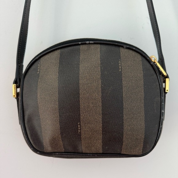 Vintage Fendi tobacco brown Pequin stripe crossbody camera bag - Picture 5 of 15